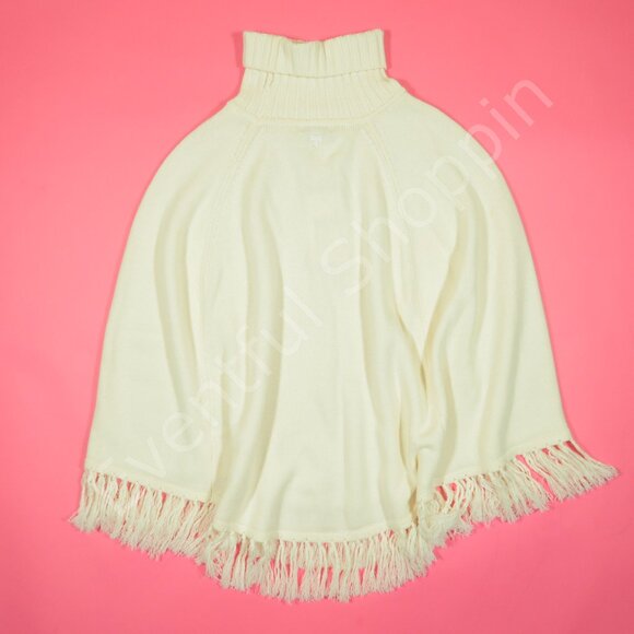 Tyler Boe Poncho Womens XS / S Cream Wool Cotton Pullover Knit New - Picture 2 of 3
